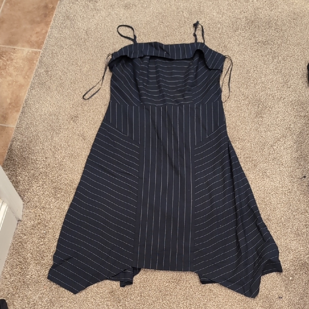 Banana Republic Navy Asymmetrical Striped Dress